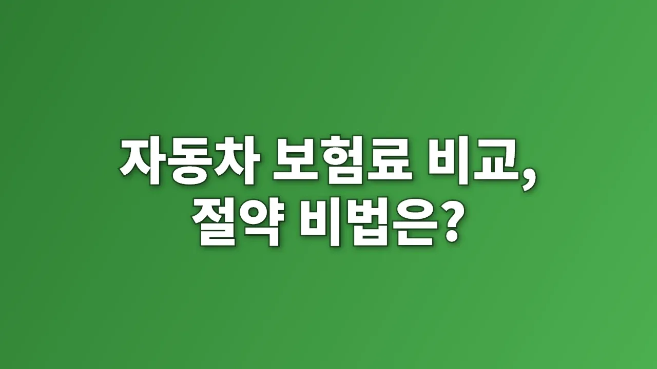 자동차 보험료 비교, 절약 비법은?
